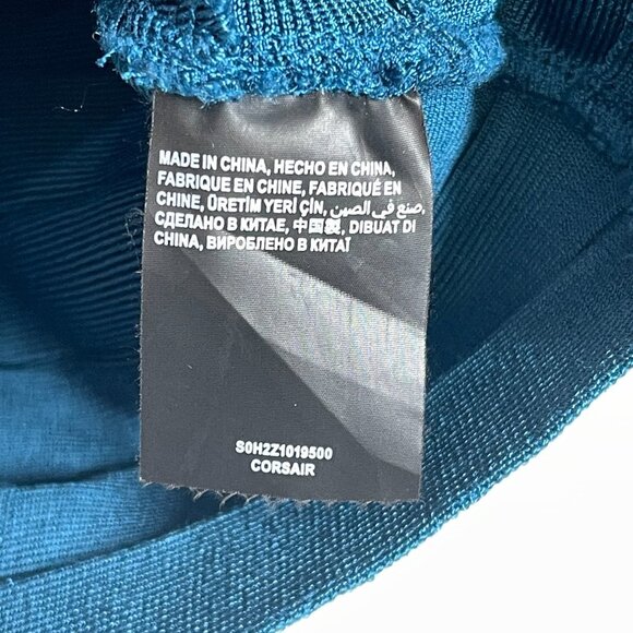 Bebe Top Blouse Bell Sleeve Crop Teal Blue V-Neck Retro Medium - Picture 7 of 8